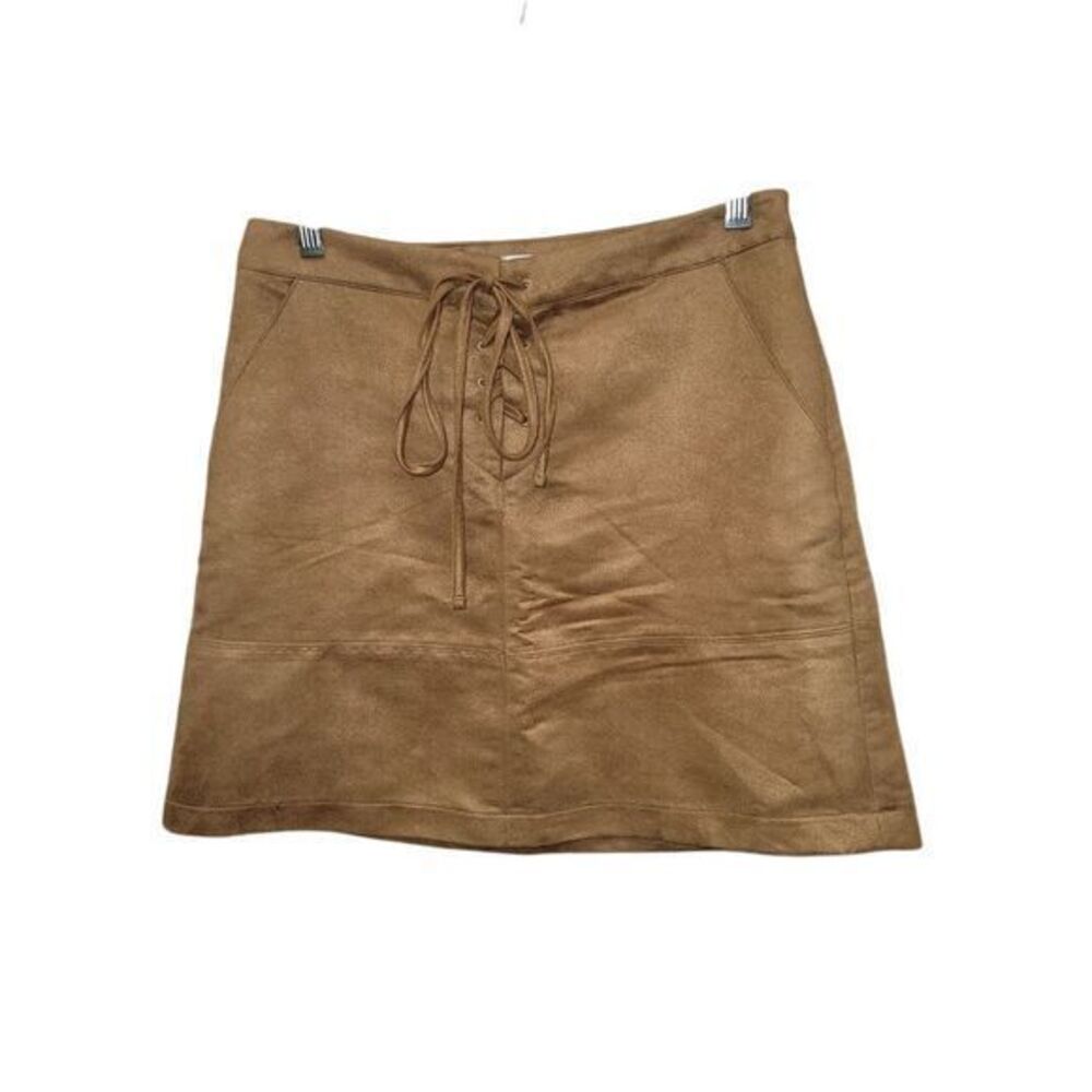 Lauren Conrad Faux Suede Mini Skirt with Pockets Lace-Up Front Casual Preppy 4